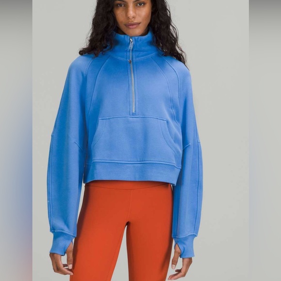 Lululemon Scuba Oversized funnel Blue Half-Zip Pullover sweatshirt - Picture 1 of 4